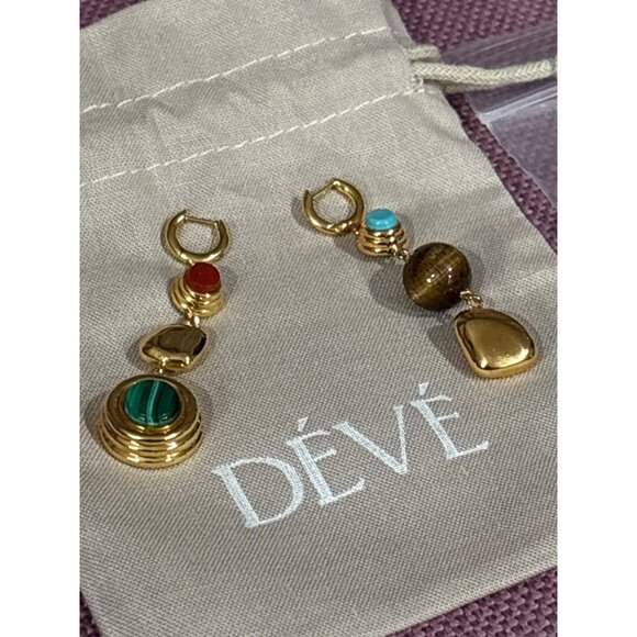 DEVE Le Cabanon Earrings in Sterling Silver & Multicolor New Womens Dangle - Picture 5 of 6